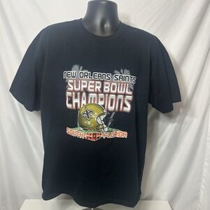 Rare New Orleans Saints 2009 Super Bowl Champions Graphic T-Shirt Mens XL Y2K